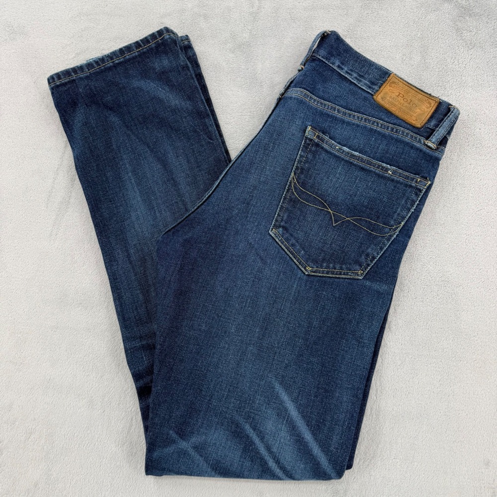 Polo Ralph Lauren Mens 33 x 34 Hampton Straight Dark Wash Denim Jeans RL Logo